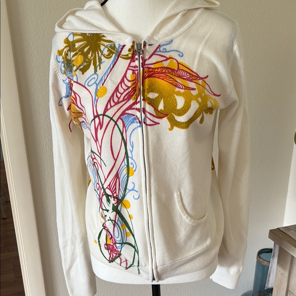 Pink and White Cardigan with Asymmetrical Design